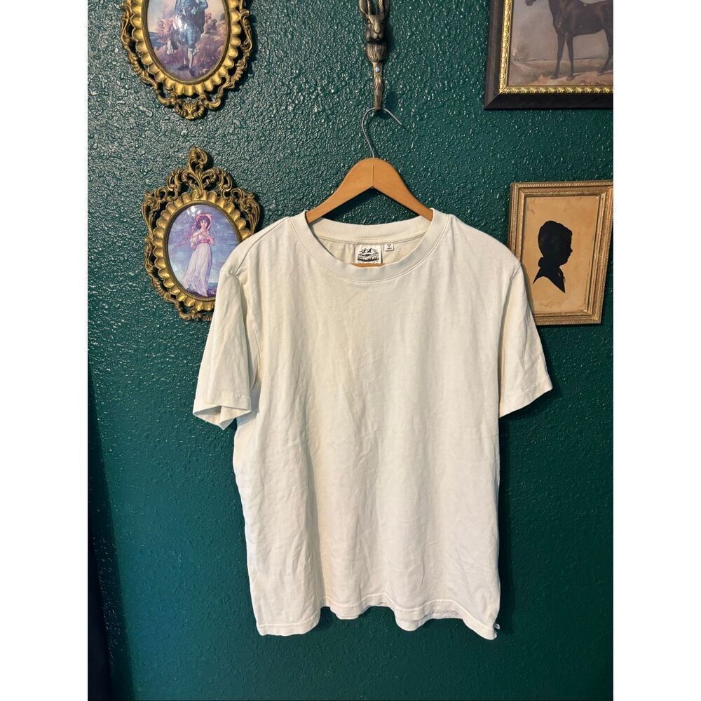 Bearded Goat Mens Cream Cotton Short Sleeve Shirt Sz Medium